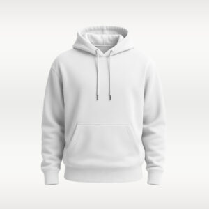 Men's White Plain Hoodie - Drop Shoulder