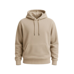 Men's Beige Plain Hoodie - Drop Shoulder